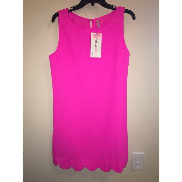 hot pink scalloped dress